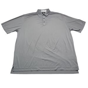 Foot Joy Shirt Mens XXL Gray Striped Polo FJ Golf Golfing Athletic Performance